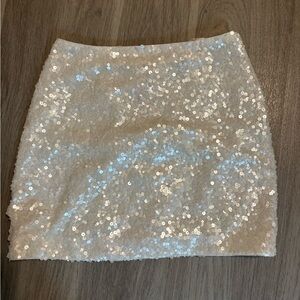 Sequin Cream Mini Skirt H&M